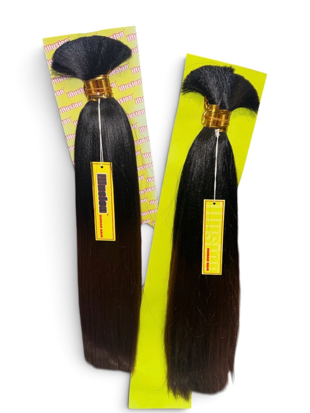 Illusion Hair 2 packs bulk Human Hair Bundles
Color: black brown
#syntethic